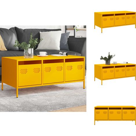 Table basse jaune moutarde 101,5x50x43,5cm acier laminé à froid - Table Basse - Tables Basses - Table D'appoint - Bout De Canapé (1/5)