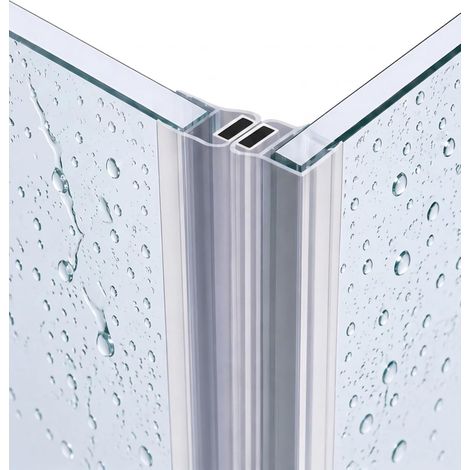 Guarnizione magnetica a labbro per porte doccia – 1 paio – Angolo di 90° – Ingresso in PVC – 2 m – Per vetro da 6 a 8 mm (1/4)