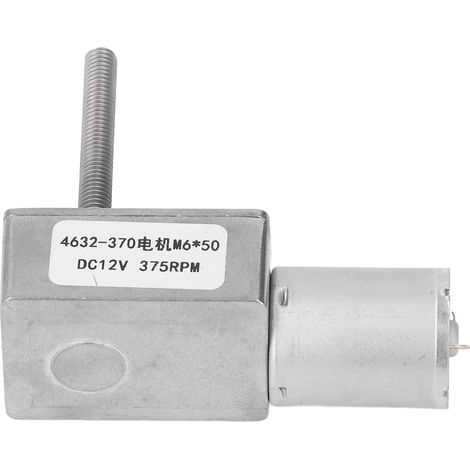 Moteur à engrenages à vis sans fin 375RPM 12V CC, bobine en laiton, réducteur de vitesse, filetage M6x50mm (1/5)