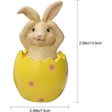 Décoration de Pâques : Lapin assis sur une coquille d'œuf, ornement en résine, cadeau pour enfants et amis. (1/5)