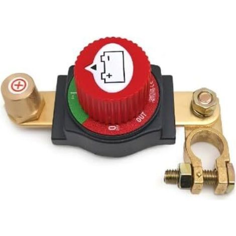 Interruptor de desconexión de batería, disyuntor de batería de latón, 12V-48V, interruptor aislador de batería para automóviles, motocicletas, caravanas y yates (rojo)