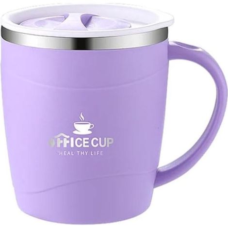 Doppelwandiger, isolierter Kaffeebecher aus Edelstahl 304 mit Deckel, Henkel und integrierter Messskala, 500 ml