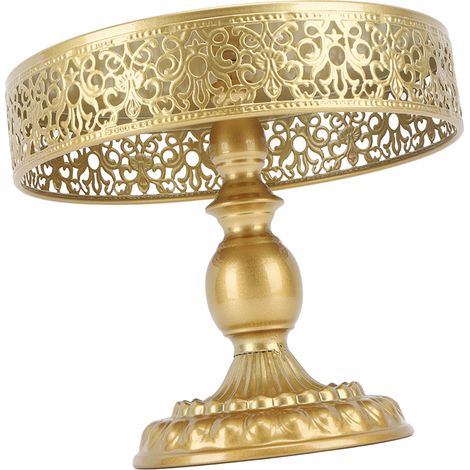 Présentoir à gâteaux doré avec motif dentelle, support rond pour desserts, montage facile, décoration de fête (1/5)