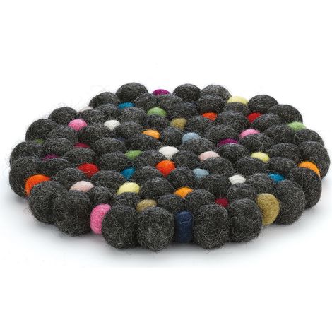 Tappetino per pentola calda Cilio Lana Nero, diametro 21 cm, lana di pecora, nero (1/3)