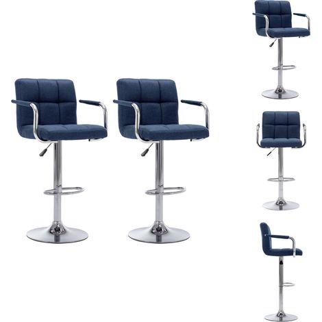 Chaises de bar lot de 2 bleu tissu - Chaise De Bar - Chaises De Bar - Chaise De Comptoir - Chaises De Comptoir (1/5)