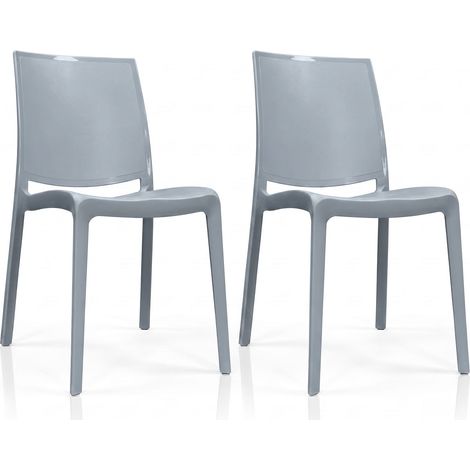 Marvin Sedia In Polipropilene Atene Da Esterno Impilabile Design Moderno Sedie Resistenti Per Giardino Terrazzo Bar Grigio - 2 Sedie (1/4)