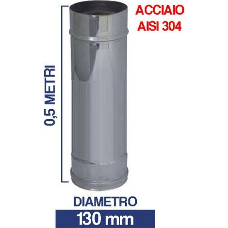 TUBO STUFA PELLET CAMINO IN ACCIAIO INOX AISI 304 PER CANNA FUMARIA CM 50 24427V 130 (23001)