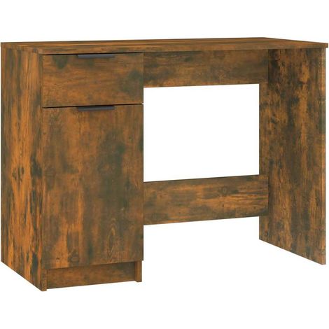 vidaXL Escritorio madera contrachapada roble ahumado 100x50x75 cm (1/2)