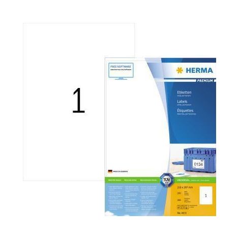 HERMA Etikett PREMIUM 4631 210x297mm weiß 200 St./Pack. (1/4)