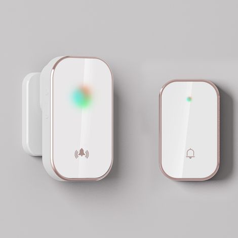 Kit de sonnette sans fil avec indicateur LED, 1 récepteur, longue portée, étanche, doré (1/4)
