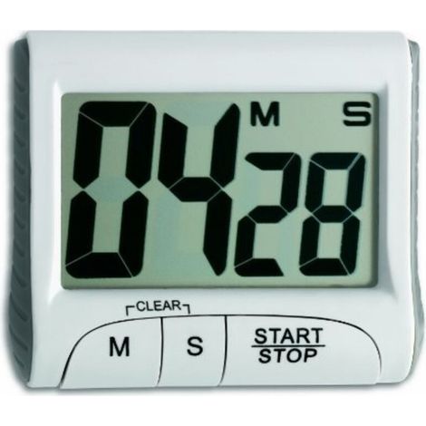 Digital Timer and Stopwatch, 38.2021.02, Countdown Timer up to 99 min/59 sec, Egg Timer, Memory Function, Large Digits, Magnet/Stand, White (1/4)