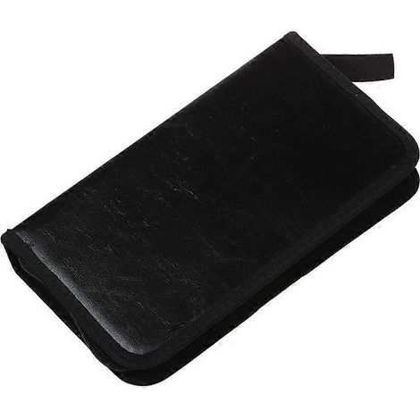 Étui de rangement en similicuir noir pour 80 CD/DVD/VCD (1/4)