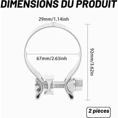 Collier Echappement 63-67mm Manchon Echappement Inox Collier de Serrage (1/4)