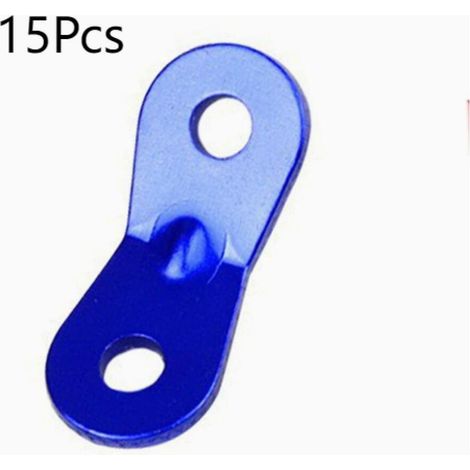 Tendeur de Corde, Tendeur de Corde Camping, 2 Trous Alliage d’Aluminium Ajusteur de Corde à Vent Tendure, pour Tente Bâche Randonnée Camping, Bleu, 15 Pièces (1/4)