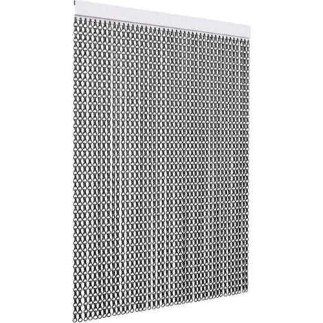 TENDAGGIMANIA Tenda Antimosche per Porte e Finestre - Colore binario: Argento - Modello Catena in Alluminio - (L.80 CM X H.240 CM, Nero)