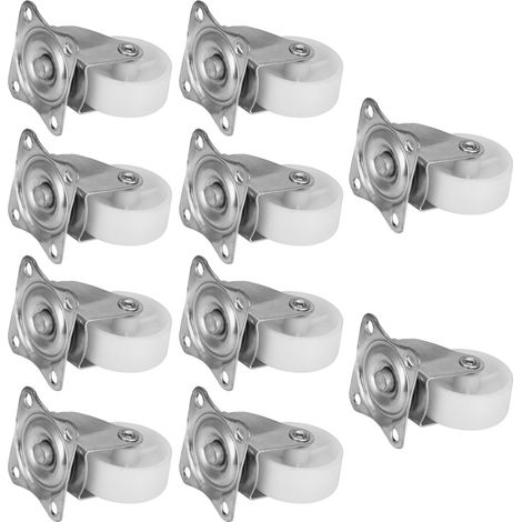 Lot de 10 roulettes universelles blanches en polypropylène (PP) de rechange pour meubles de meubles de placard, bibliothèque, lit bébé (1/5)