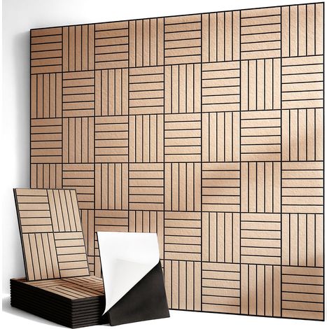 Panneaux Acoustiques en Autocollants Design Rayé Isolation Murale Anti-Bruit Décoration Intérieure pour Studio & Bureau 30x30 cm 12 Feutre (1/5)