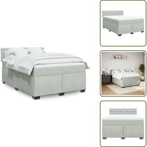 Sommier à lattes de lit et matelas Gris clair 160x200cm Velours - Sommier À Lattes De Lit - Sommiers À Lattes De Lit - Lit - Meuble De Chambre À Coucher (1/5)