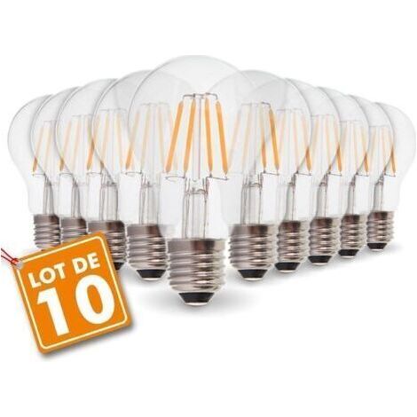 Lot de 10 Ampoules LED E27 6W Filament eq. 54W blanc chaud 2700K (1/4)