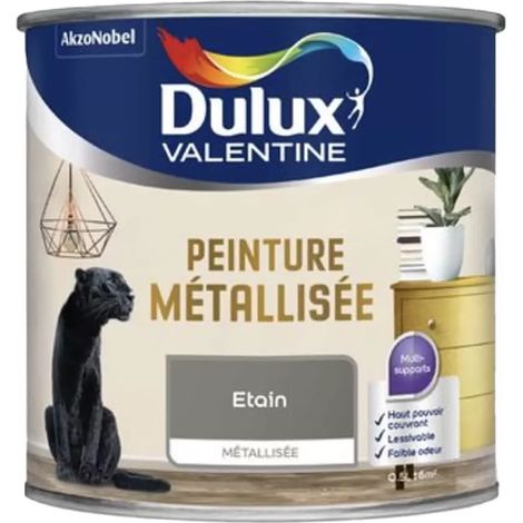 Peinture métallisée Dulux Valentine Etain 0,5 L (1/2)