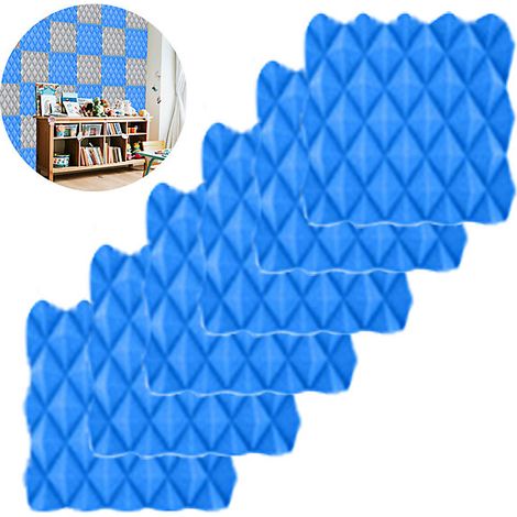 12 Mousses Acoustiques 30x30 cm, Isolation Phonique Mur,Plafond, Studio, Bureau, Pyramide, Ignifuge, Sans Adhésif (1/4)