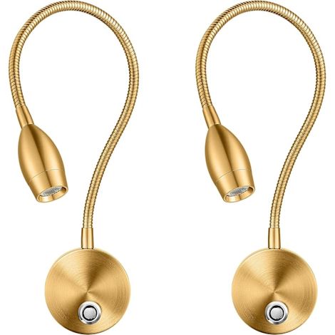 Lampe de lecture LED à intensité variable, lampe de chevet murale, bras flexible en col de cygne avec variateur tactile, 3 modes de couleur, lot de 2 (1/5)
