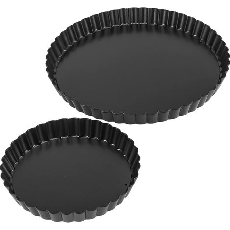 Lot de 2 Moule à tarte, Fond amovible, Alliage d'aluminium, Antiadhésif, Noir, Cuisson maison (1/5)