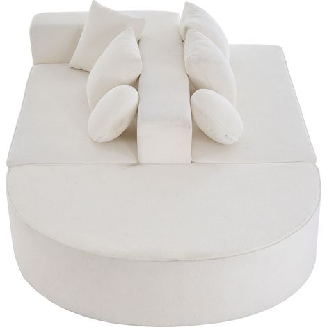 Divano modulare bianco in ciniglia, senza montaggio, con struttura in schiuma, 263x171x66 cm (1/5)