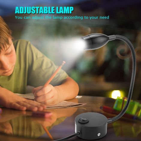 Schwarze, robuste und verstellbare LED-Nachttischlampe für Hotelzimmer, 50–240 V (EU-Stecker) (1/5)