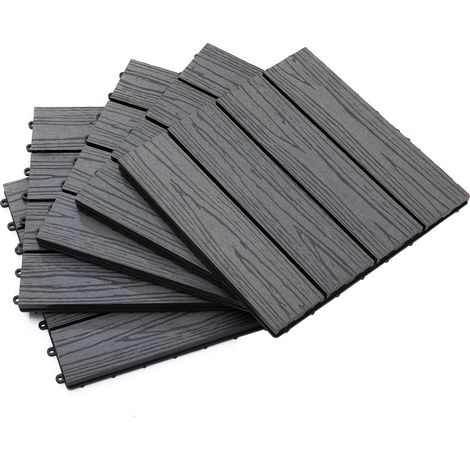 Dalles terrasse caillebotis lot 11 pcs emboîtables 30x30 cm 1 m²