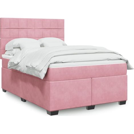 Boxspringbett mit Matratze Rosa 140x200 cm Samt