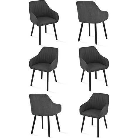 Goeurvant Chaises de salle à manger minimalistes avec soutien dorsal confortable, accoudoirs ergonomiques et pieds en bois solides - Lot de 6 – Plombé