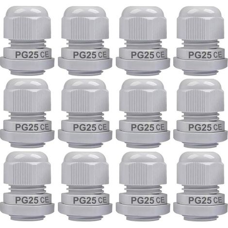 12 Presse-étoupe, PG25 Plastique IP68 Réglable 16mm-21mm Blanc Câble Étanche (1/5)