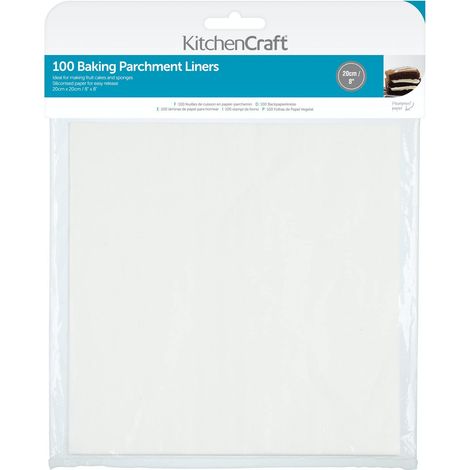 KitchenCraft Carta da forno antiaderente e antiaderente, 20 cm (8") - quadrata (confezione da 100) (1/5)