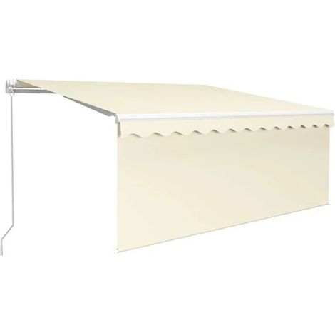 Store banne manuel rétractable beige 3 x 2,5 m avec persiennes (1/5)