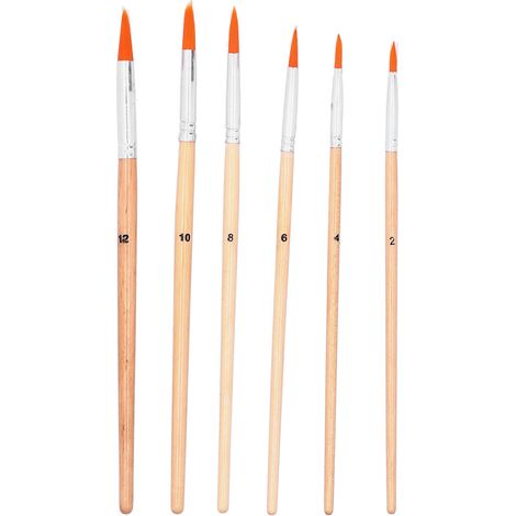 6Pcs Oil Painting Brushes Set Nylon Hair Wooden Handle Acrylic Watercolor Paint Brushes6Pcs Pointed Tip (1/5)