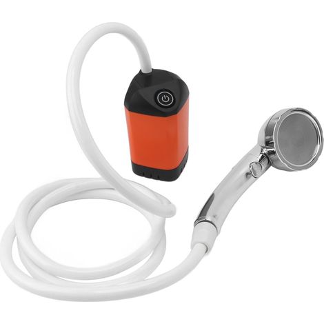 Ej.Life Tragbare Campingdusche, Elektrische Camping-Duschpumpe mit 3-stufig Verstellbarer Handbrause und Wiederaufladbarem Akku, Outdoor-Duschkopf für Camping, Wandern, Reisen (Orange) (1/5)