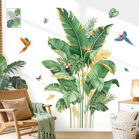 Sticker Muraux Feuille de Palmier Autocollant Mural Plantes Doré (1/5)