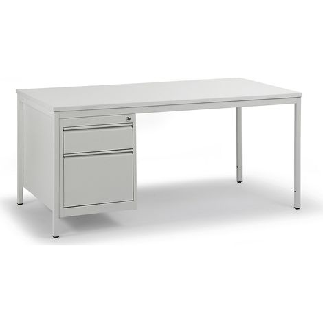 eurokraft basic, Bureau d'atelier gris clair, tiroirs 1 x 140 (1/5)