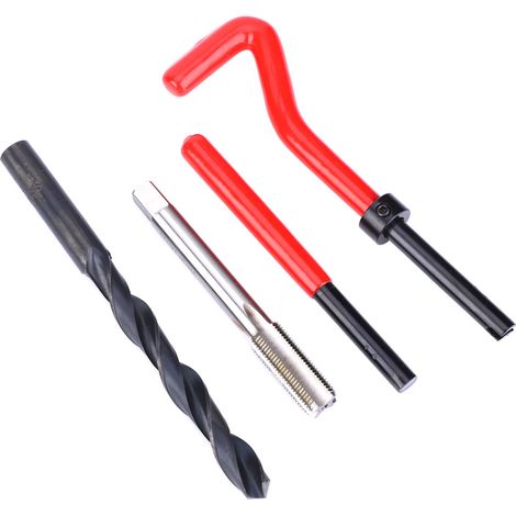 Kit de réparation de filetage 17 pièces en acier inoxydable, clé à tarauder hélicoïdale, outil d'insertion filetée M10x1 (1/5)
