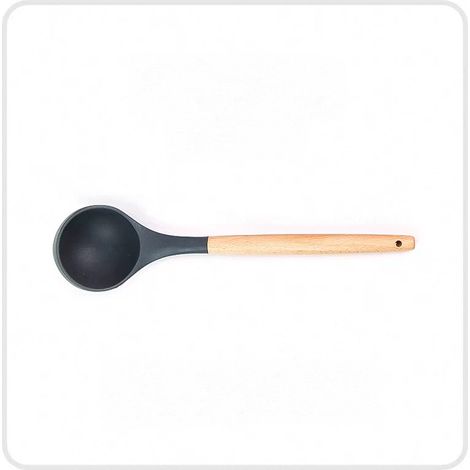 Ustensiles de cuisine ustensiles de cuisine en silicone Home Restaurant ustensiles de cuisine avec manche en bois (cuillère à soupe) (1/5)