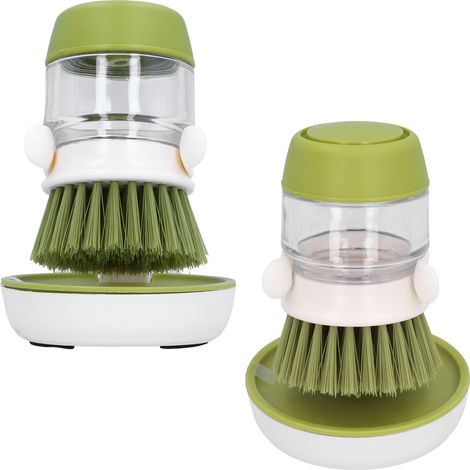 Brosse à vaisselle liquide automatique, brosse de nettoyage non grasse, outil de nettoyage de cuisine (verte) (1/5)