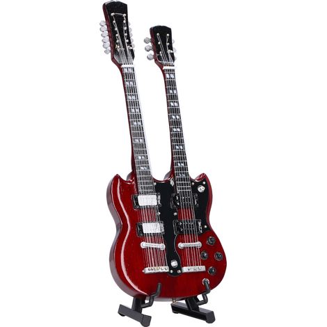 Guitare miniature en bois, élégante mini guitare électrique, modèle d'instrument de musique avec support, cadeau (1/5)