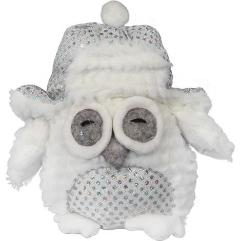 Fermaporta a forma di gufo in peluche con decorazioni natalizie, 30 cm (1/2)