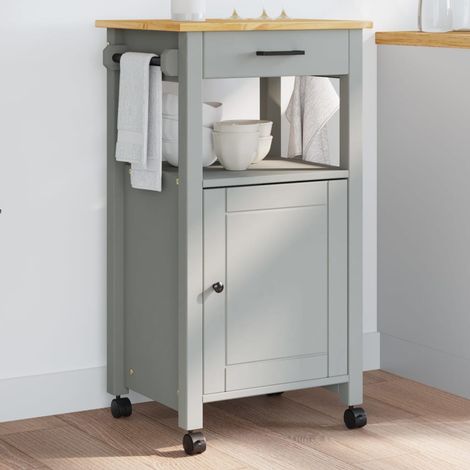 vidaXL Carrello da Cucina MONZA 48x40x88,5 cm in Legno Massello di Pino (1/5)