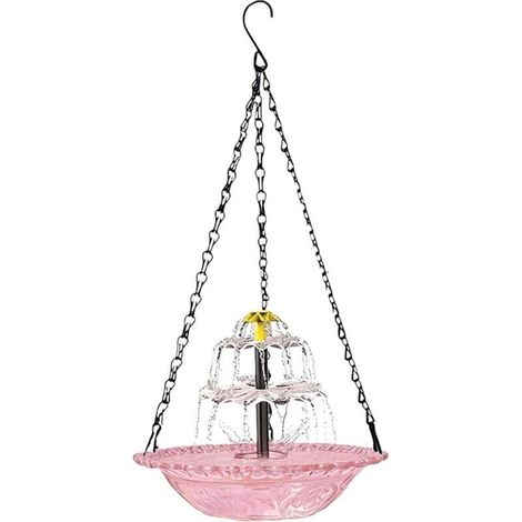 Abreuvoir Suspendu pour Oiseaux avec Fontaine Solaire, Bol Distributeur pour Oiseaux Sauvages, Plateau Multifonctionnel Rond pour extérieur, Balcon, Jardin et Cour (1/5)