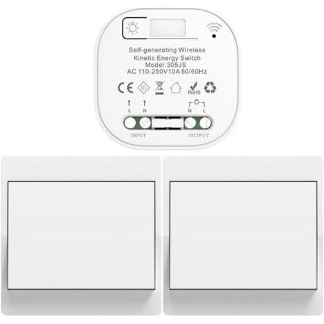 EU interrupteur sans fil sans piles kit interupteur sans fil autoalimente va et vient sans fil sans pile radio interrupteur a distance eclairage domestique wireless switch (EU 1Gang 2V1 a) (1/5)