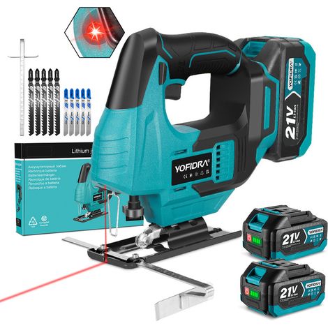 Akku-Stichsäge 18 V, Laser-Stichsäge, Gehrungsschnitt -45° bis 45°, mit 2 x 3,0Ah Akkus (1/5)