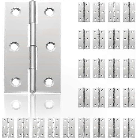 Petites charnières en acier inoxydable compatibles avec les portes d'armoires à monter soi-même, lot de 24 (44 mm x 32 mm), charnières piano compatibles avec les projets de meubles (1/5)