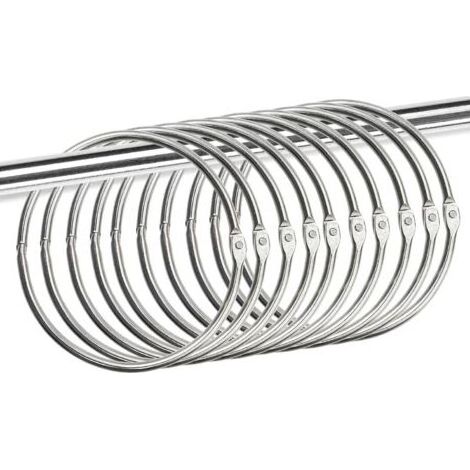 10 pièces 50 mm grand métal polyvalent porte-clés à dégagement rapide avec crochet pour rideau de douche serviette pour vêtements serviette de bain argent (1/5)